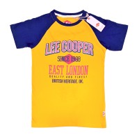 Tricou Lee Cooper baieti, East London, portocaliu cu maneci albastre, 4-14 ani 
